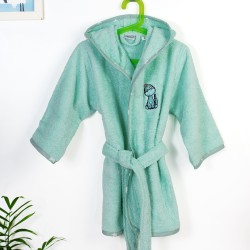 Μπουρνούζι Παιδικό Με Κουκούλα Dinosaur 182 Mint Cotton Dimcol 1Τεμ