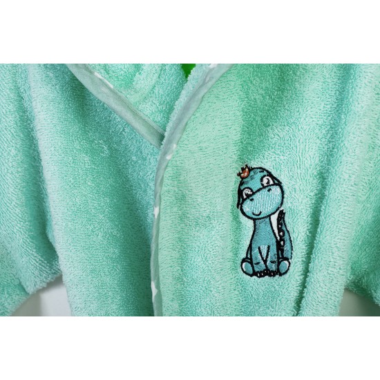 Μπουρνούζι Παιδικό Με Κουκούλα Dinosaur 182 Mint Cotton Dimcol 1Τεμ