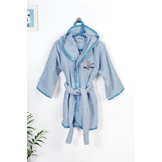 Μπουρνούζι Παιδικό Με Κουκούλα Aviator 183 Sky Blue Cotton Dimcol 1Τεμ