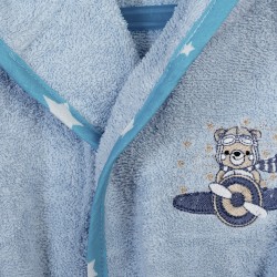 Μπουρνούζι Παιδικό Με Κουκούλα Aviator 183 Sky Blue Cotton Dimcol 1Τεμ