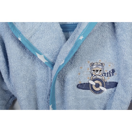 Μπουρνούζι Παιδικό Με Κουκούλα Aviator 183 Sky Blue Cotton Dimcol 1Τεμ