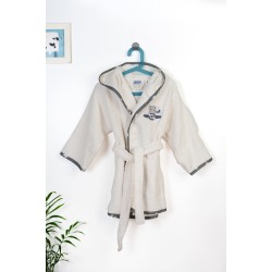 Μπουρνούζι Παιδικό Με Κουκούλα Aviator 185 Ecru-Grey Cotton Dimcol 1Τεμ