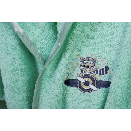 Μπουρνούζι Παιδικό Με Κουκούλα Aviator 186 Mint Cotton Dimcol 1Τεμ