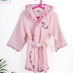Μπουρνούζι Παιδικό Με Κουκούλα Unicorn 187 Pink Cotton Dimcol 1Τεμ