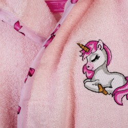 Μπουρνούζι Παιδικό Με Κουκούλα Unicorn 187 Pink Cotton Dimcol 1Τεμ