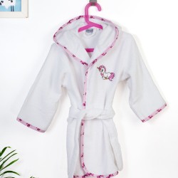 Μπουρνούζι Παιδικό Με Κουκούλα Unicorn 188 White-Pink Cotton Dimcol 1Τεμ
