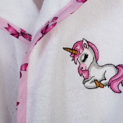 Μπουρνούζι Παιδικό Με Κουκούλα Unicorn 188 White-Pink Cotton Dimcol 1Τεμ