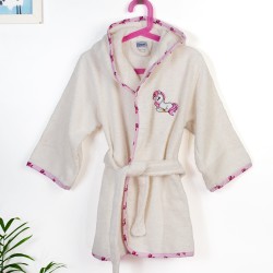 Μπουρνούζι Παιδικό Με Κουκούλα Unicorn 189 Ecru-Pink Cotton Dimcol 1Τεμ