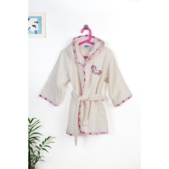 Μπουρνούζι Παιδικό Με Κουκούλα Unicorn 189 Ecru-Pink Cotton Dimcol 1Τεμ
