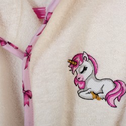 Μπουρνούζι Παιδικό Με Κουκούλα Unicorn 189 Ecru-Pink Cotton Dimcol 1Τεμ