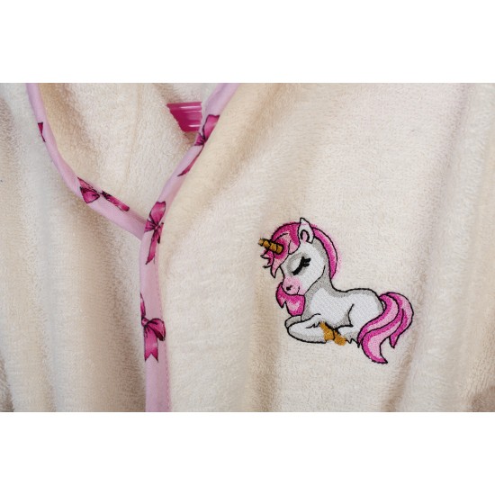 Μπουρνούζι Παιδικό Με Κουκούλα Unicorn 189 Ecru-Pink Cotton Dimcol 1Τεμ