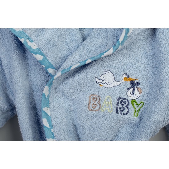 Μπουρνούζι Παιδικό Με Κουκούλα Stork 191 Sky Blue Cotton Dimcol 1Τεμ
