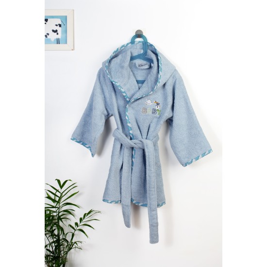 Μπουρνούζι Παιδικό Με Κουκούλα Stork 191 Sky Blue Cotton Dimcol 1Τεμ