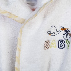 Μπουρνούζι Παιδικό Με Κουκούλα Stork 193 White-Yellow Cotton Dimcol 1Τεμ