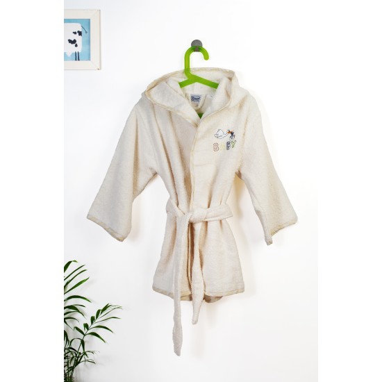 Μπουρνούζι Παιδικό Με Κουκούλα Stork 194 Ecru-Yellow Cotton Dimcol 1Τεμ