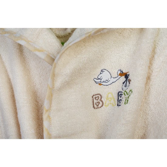 Μπουρνούζι Παιδικό Με Κουκούλα Stork 194 Ecru-Yellow Cotton Dimcol 1Τεμ