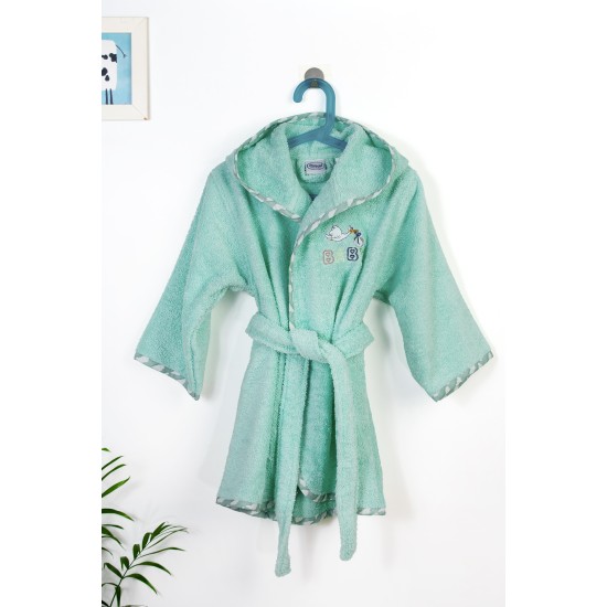 Μπουρνούζι Παιδικό Με Κουκούλα Stork 195 Mint Cotton Dimcol 1Τεμ