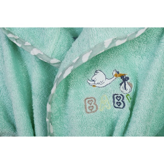 Μπουρνούζι Παιδικό Με Κουκούλα Stork 195 Mint Cotton Dimcol 1Τεμ