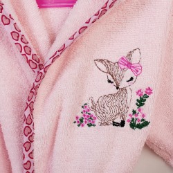 Μπουρνούζι Παιδικό Με Κουκούλα Deer 196 Pink Cotton Dimcol 1Τεμ