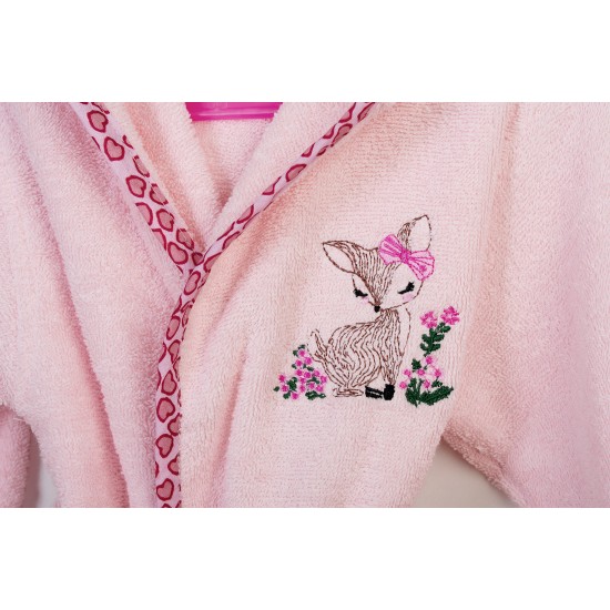Μπουρνούζι Παιδικό Με Κουκούλα Deer 196 Pink Cotton Dimcol 1Τεμ
