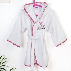 Μπουρνούζι Παιδικό Με Κουκούλα Deer 197 White-Pink Cotton Dimcol 1Τεμ