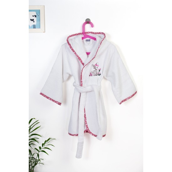 Μπουρνούζι Παιδικό Με Κουκούλα Deer 197 White-Pink Cotton Dimcol 1Τεμ