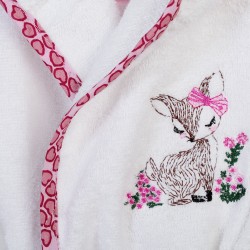 Μπουρνούζι Παιδικό Με Κουκούλα Deer 197 White-Pink Cotton Dimcol 1Τεμ