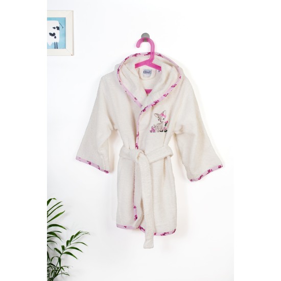 Μπουρνούζι Παιδικό Με Κουκούλα Deer 198 Ecru-Pink Cotton Dimcol 1Τεμ