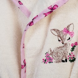 Μπουρνούζι Παιδικό Με Κουκούλα Deer 198 Ecru-Pink Cotton Dimcol 1Τεμ