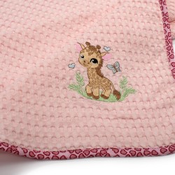 Κουβέρτα Πικέ Βρεφική Αγκαλιάς Giraffe 171 Pink Cotton Dimcol (80x110) 1Τεμ
