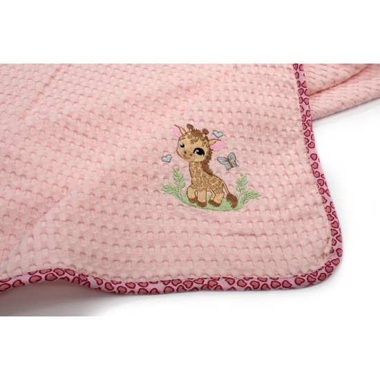 Κουβέρτα Πικέ Βρεφική Κούνιας Giraffe 171 Pink Cotton Dimcol (100x160) 1Τεμ