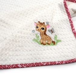 Κουβέρτα Πικέ Βρεφική Αγκαλιάς Giraffe 172 White- Pink Cotton Dimcol (80x110) 1Τεμ