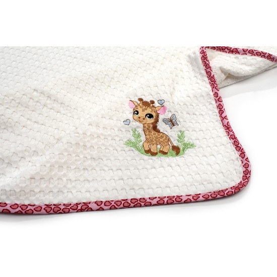Κουβέρτα Πικέ Βρεφική Κούνιας Giraffe 172 White- Pink Cotton Dimcol (100x160) 1Τεμ
