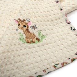 Κουβέρτα Πικέ Βρεφική Αγκαλιάς Giraffe 173 Ecru-Multi Cotton Dimcol (80x110) 1Τεμ
