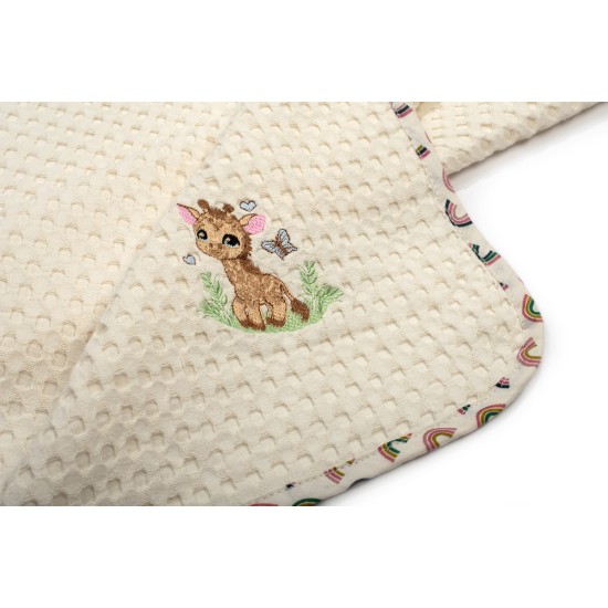 Κουβέρτα Πικέ Βρεφική Αγκαλιάς Giraffe 173 Ecru-Multi Cotton Dimcol (80x110) 1Τεμ