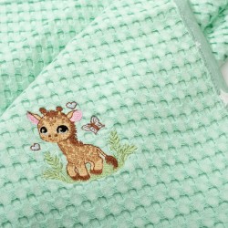 Κουβέρτα Πικέ Βρεφική Αγκαλιάς Giraffe 174 Mint Cotton Dimcol (80x110) 1Τεμ