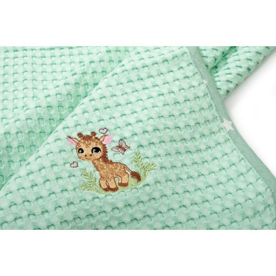 Κουβέρτα Πικέ Βρεφική Κούνιας Giraffe 174 Mint Cotton Dimcol (100x160) 1Τεμ