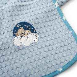 Κουβέρτα Πικέ Βρεφική Αγκαλιάς Cloudy Bear 175 Sky Blue Cotton Dimcol (80x110) 1Τεμ