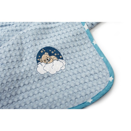 Κουβέρτα Πικέ Βρεφική Αγκαλιάς Cloudy Bear 175 Sky Blue Cotton Dimcol (80x110) 1Τεμ