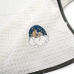 Κουβέρτα Πικέ Βρεφική Αγκαλιάς Cloudy Bear 176 White-Grey Cotton Dimcol (80x110) 1Τεμ