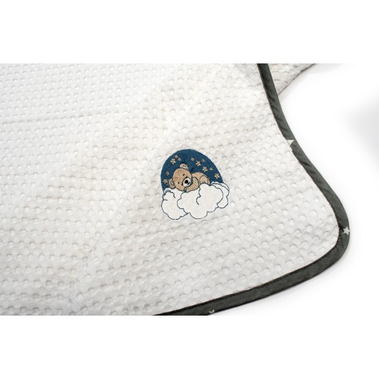 Κουβέρτα Πικέ Βρεφική Αγκαλιάς Cloudy Bear 176 White-Grey Cotton Dimcol (80x110) 1Τεμ