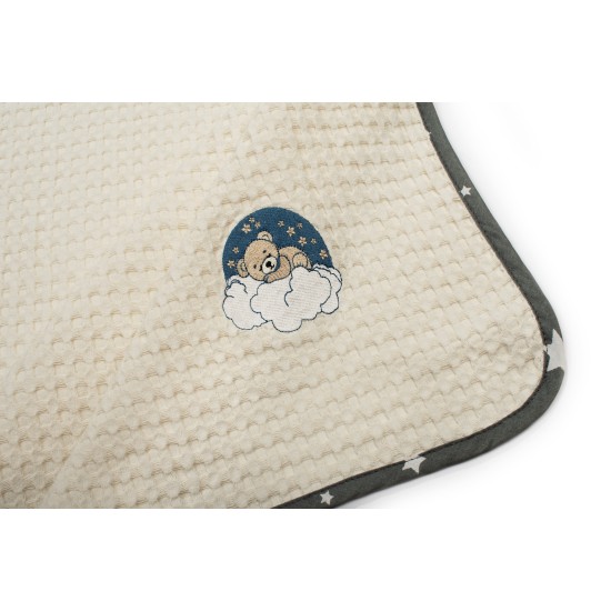 Κουβέρτα Πικέ Βρεφική Κούνιας Cloudy Bear 177 Ecru-Grey Cotton Dimcol (100x160) 1Τεμ