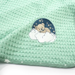 Κουβέρτα Πικέ Βρεφική Αγκαλιάς Cloudy Bear 178 Mint Cotton Dimcol (80x110) 1Τεμ
