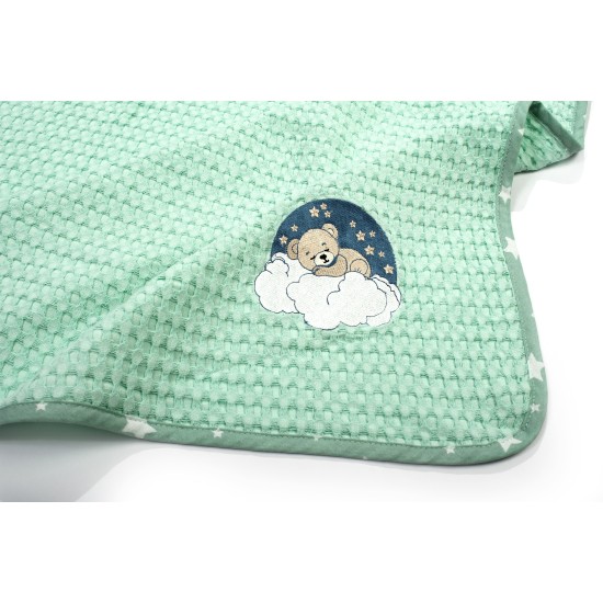 Κουβέρτα Πικέ Βρεφική Αγκαλιάς Cloudy Bear 178 Mint Cotton Dimcol (80x110) 1Τεμ