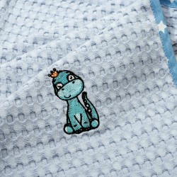 Κουβέρτα Πικέ Βρεφική Αγκαλιάς Dinosaur 179 Sky Blue Cotton Dimcol (80x110) 1Τεμ