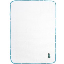 Κουβέρτα Πικέ Βρεφική Αγκαλιάς Dinosaur 180 White-Sky Blue Cotton Dimcol (80x110) 1Τεμ