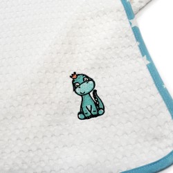 Κουβέρτα Πικέ Βρεφική Αγκαλιάς Dinosaur 180 White-Sky Blue Cotton Dimcol (80x110) 1Τεμ