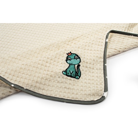 Κουβέρτα Πικέ Βρεφική Αγκαλιάς Dinosaur 181 Ecru-Grey Cotton Dimcol (80x110) 1Τεμ