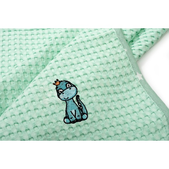 Κουβέρτα Πικέ Βρεφική Αγκαλιάς Dinosaur 182 Mint Cotton Dimcol (80x110) 1Τεμ