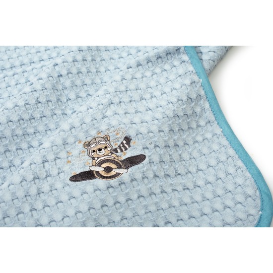 Κουβέρτα Πικέ Βρεφική Αγκαλιάς Aviator 183 Sky Blue Cotton Dimcol (80x110) 1Τεμ